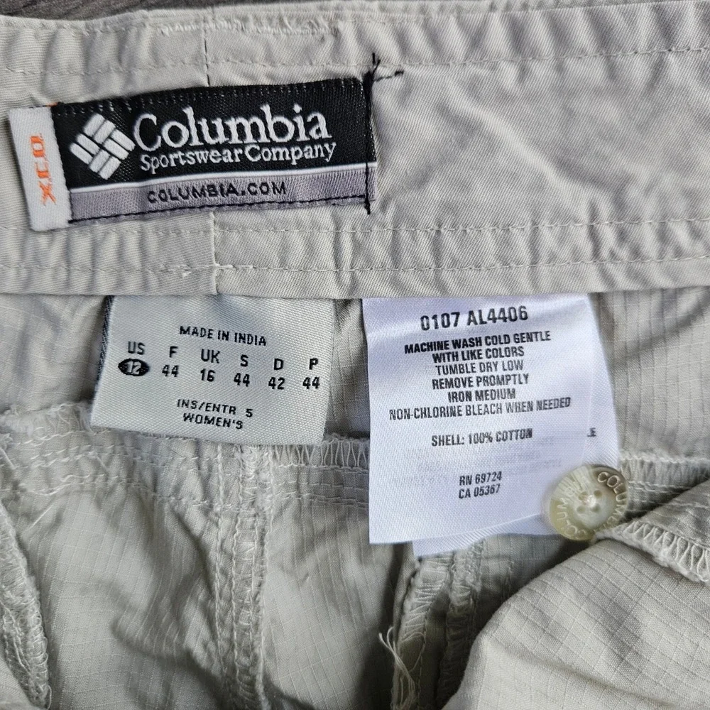 Columbia Womens Beige Ripstop Cotton Cargo Utility Hiking Shorts Size 12